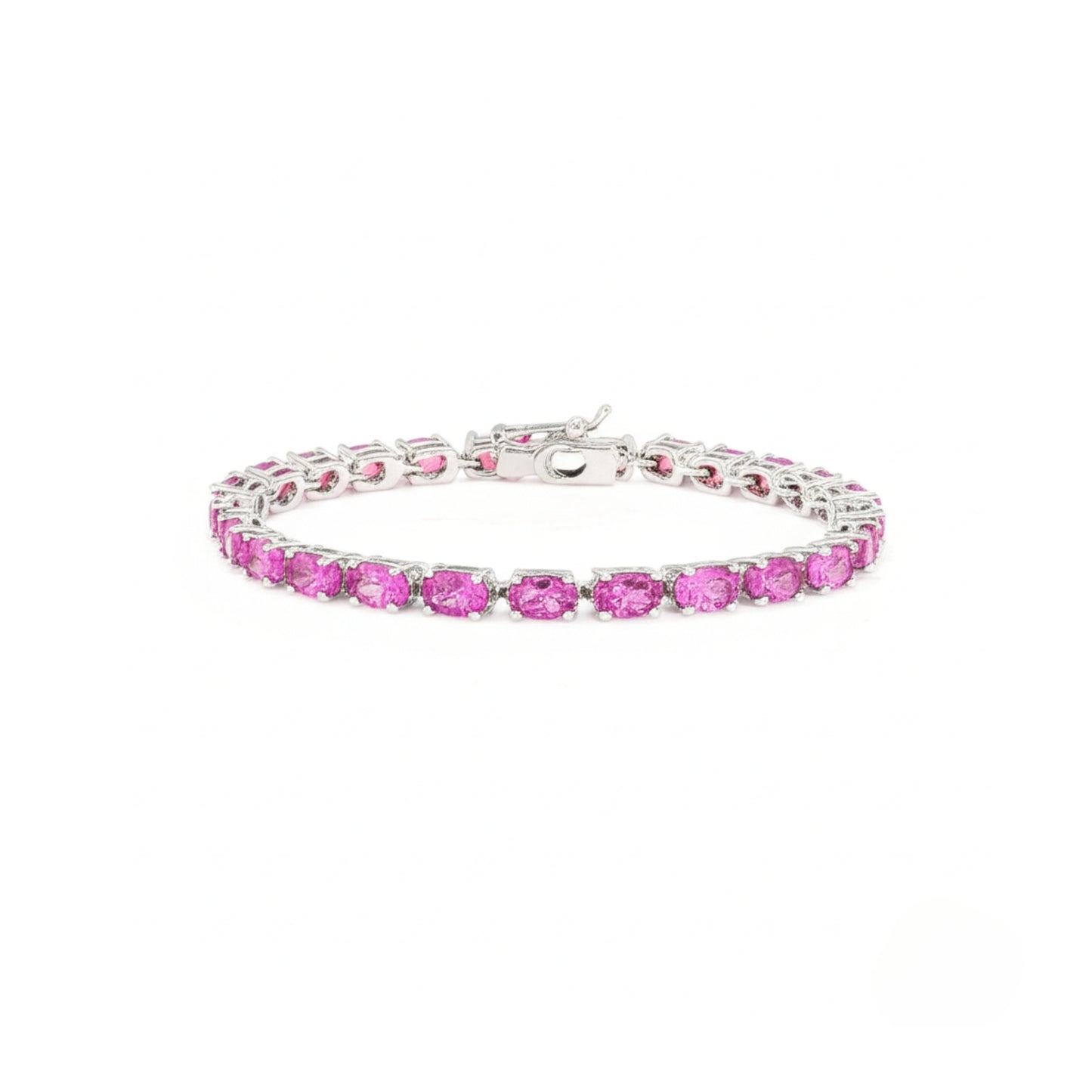 Oval Pink Topaz Tennis Bracelet