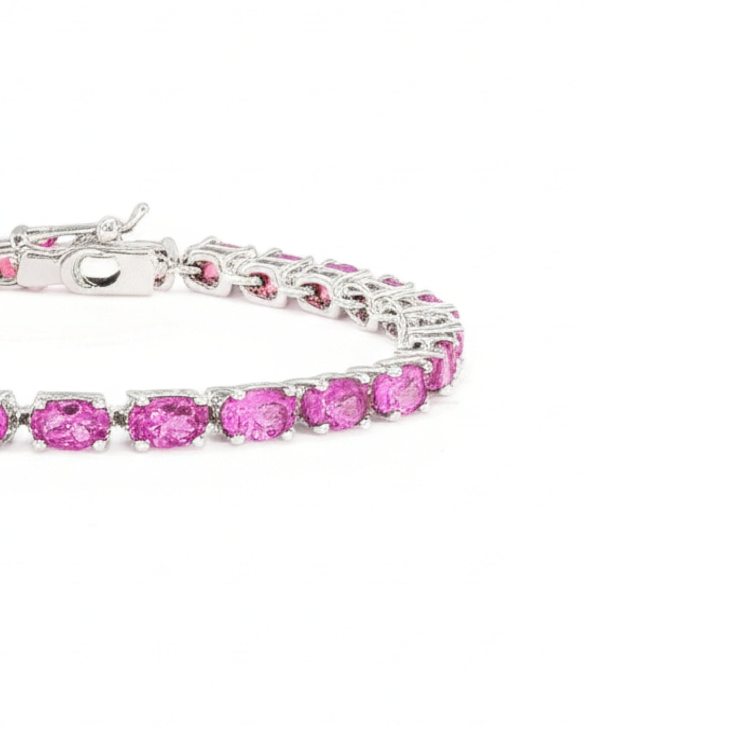 Oval Pink Topaz Tennis Bracelet