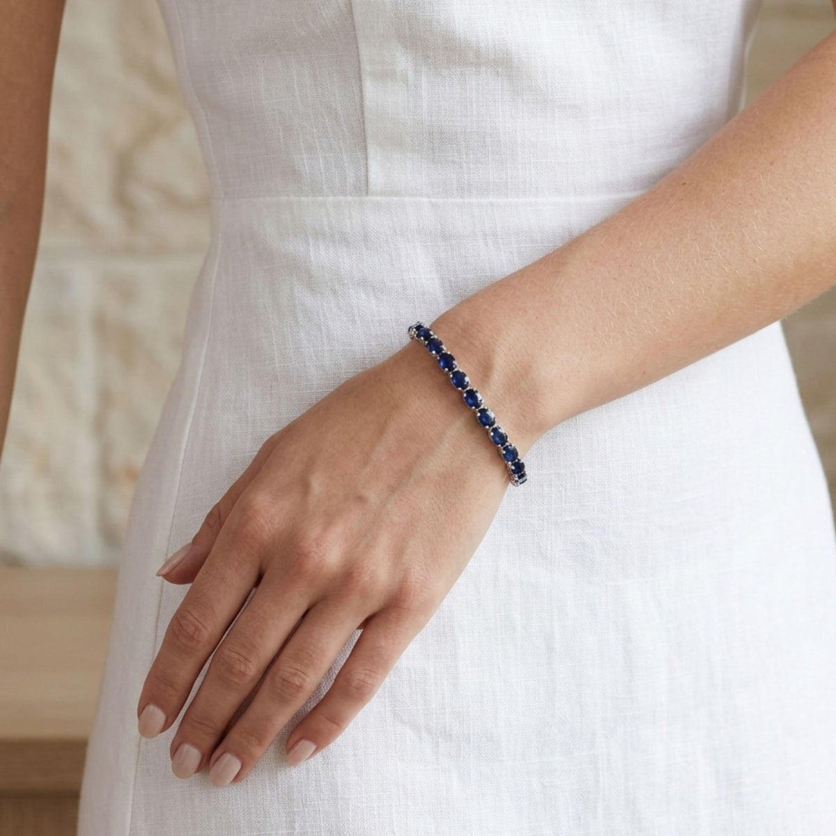 Oval Blue Sapphire Tennis Bracelet