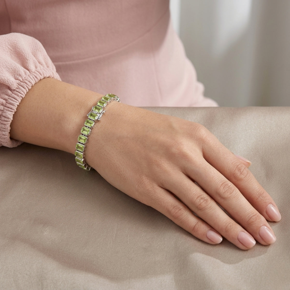 Peridot Octo Bezel Tennis Bracelet