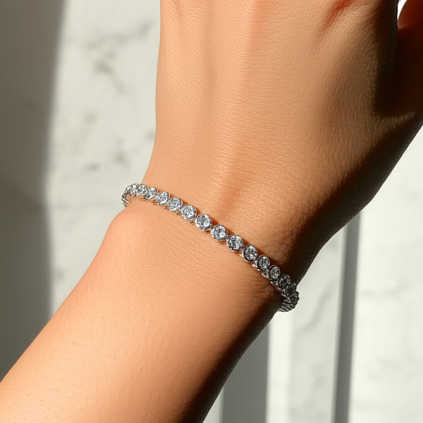 Blue Topaz Bezel Set Tennis Bracelet