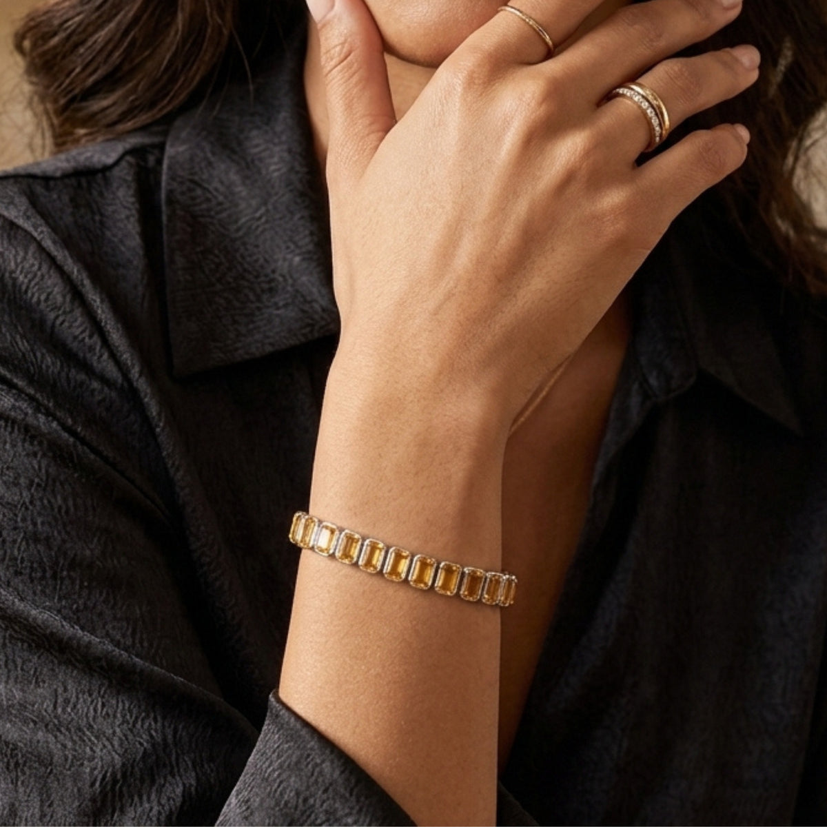 Citrine Octo Bezel Tennis Bracelet