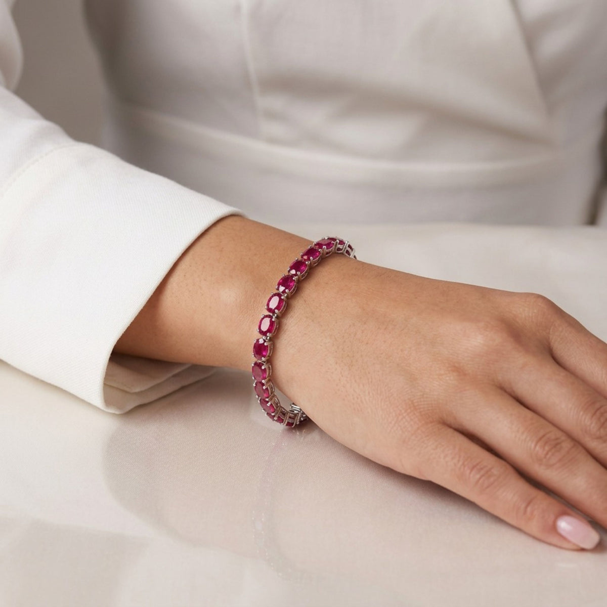 Oval Ruby Tennis Bracelet