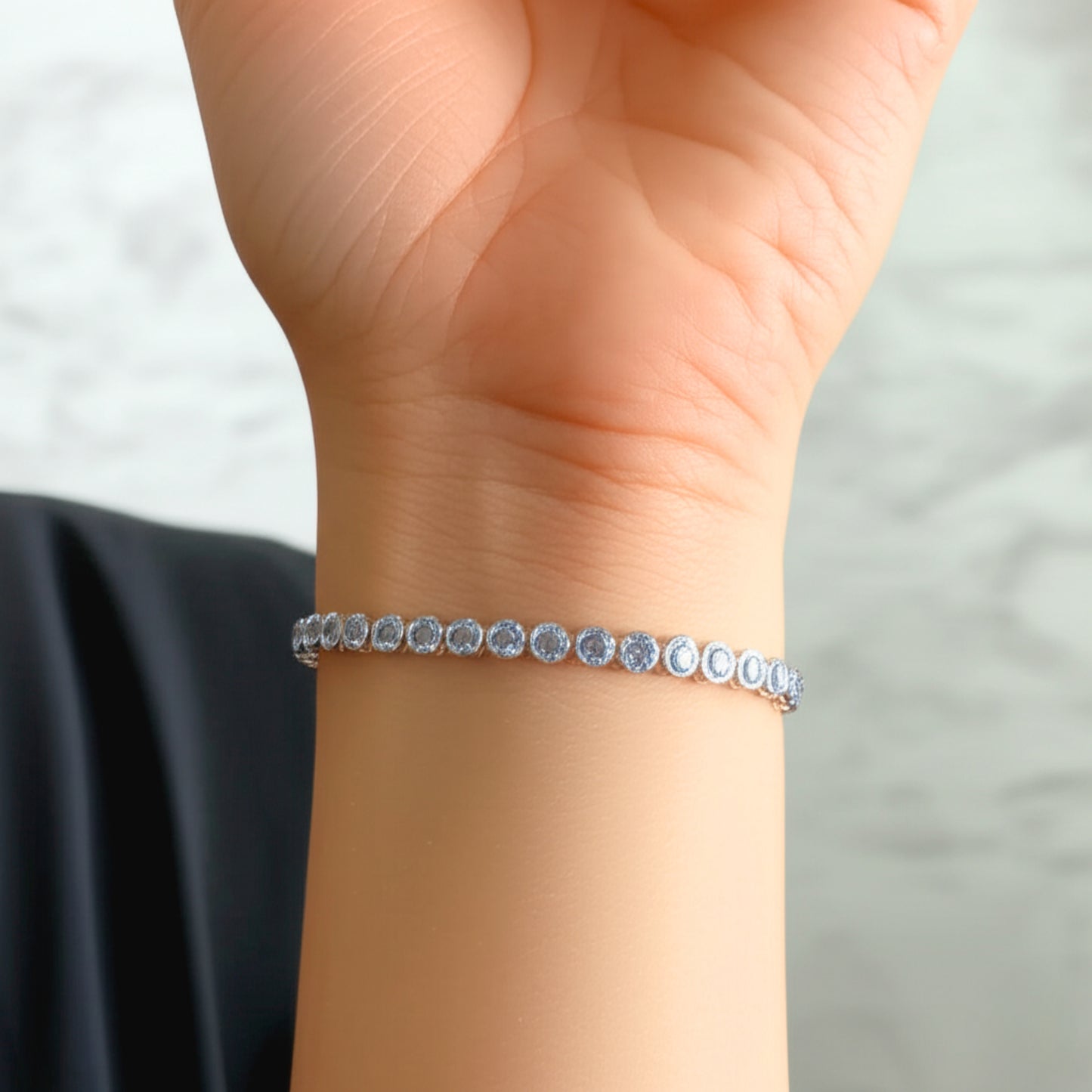 Blue Topaz Bezel Set Tennis Bracelet