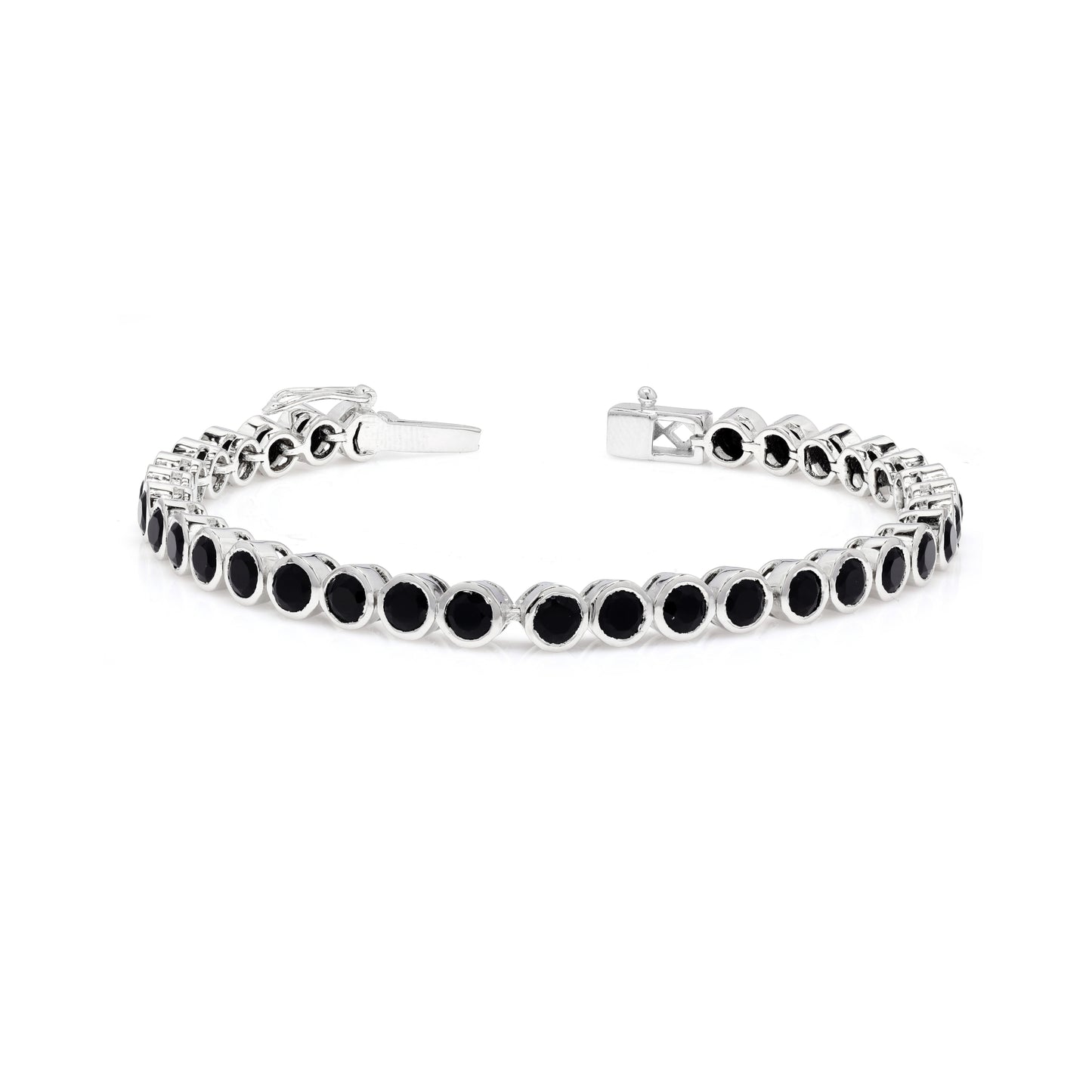 Black Onyx Bezel Set Tennis Bracelet