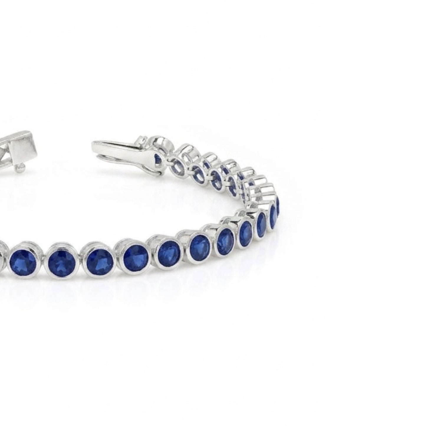 Blue Sapphire Bezel Set Tennis Bracelet