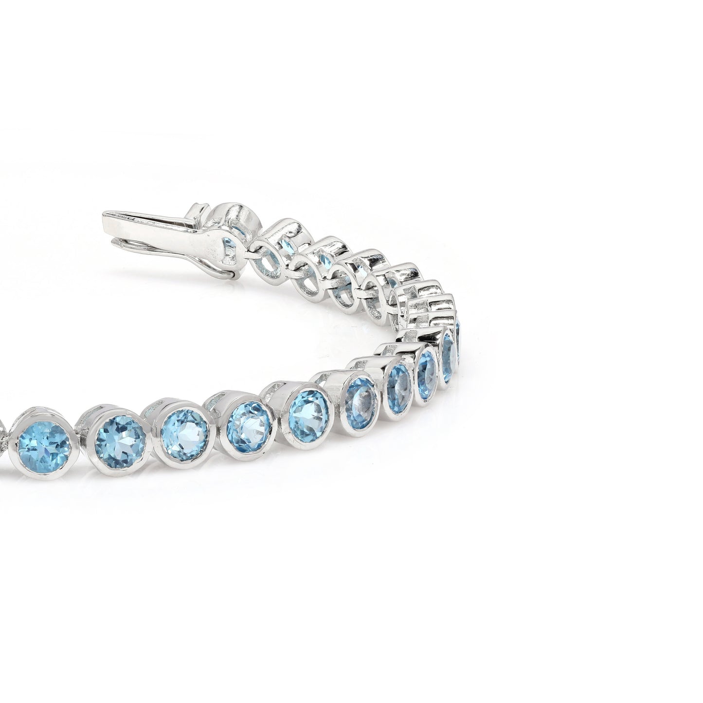 Swiss Blue Topaz Bezel Set Tennis Bracelet