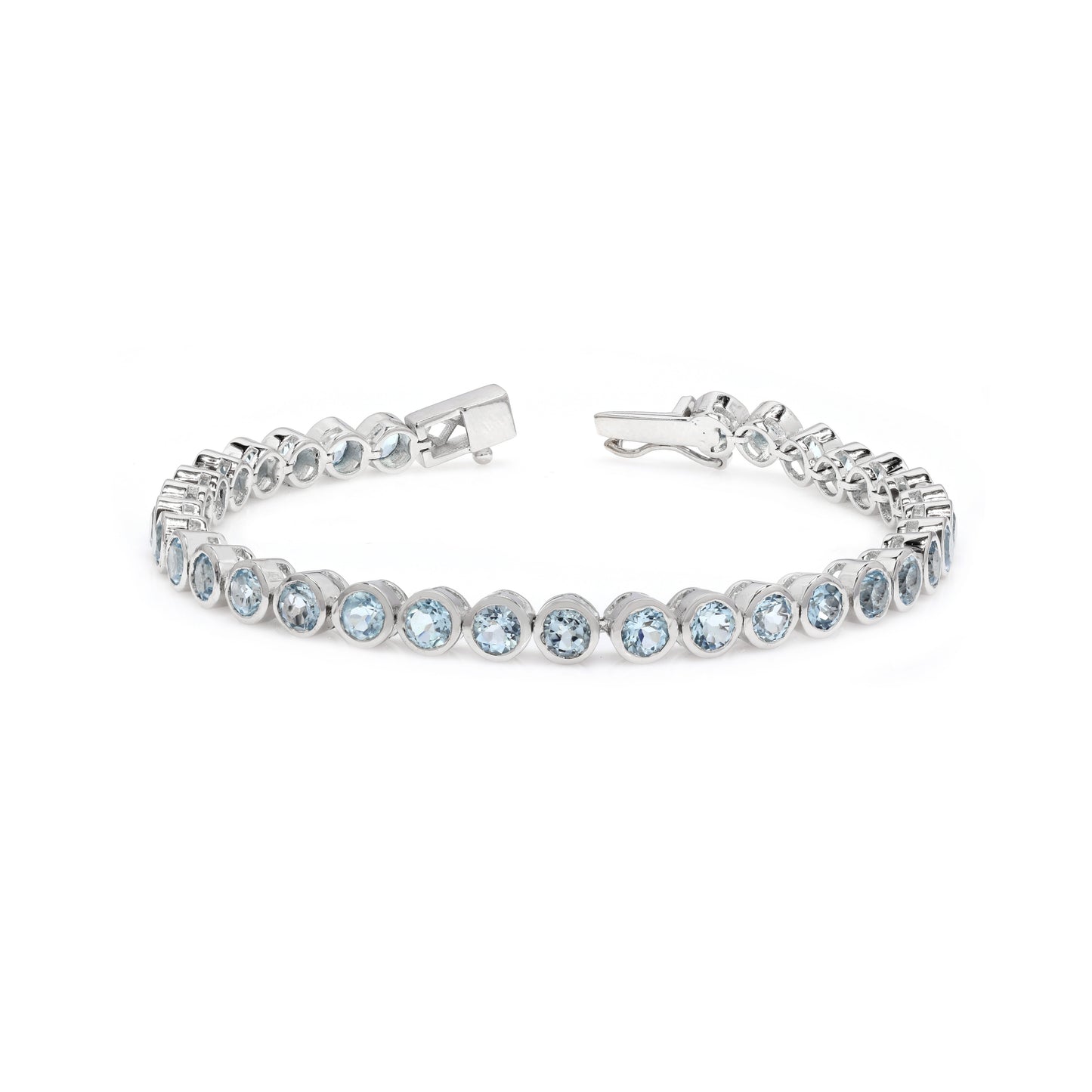 Blue Topaz Bezel Set Tennis Bracelet