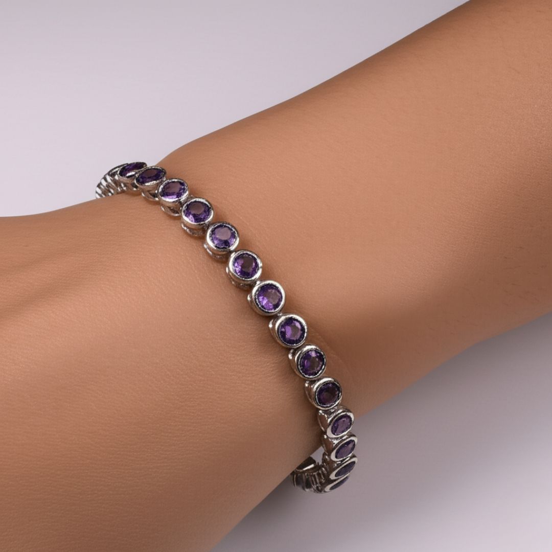 Amethyst Bezel Set Tennis Bracelet