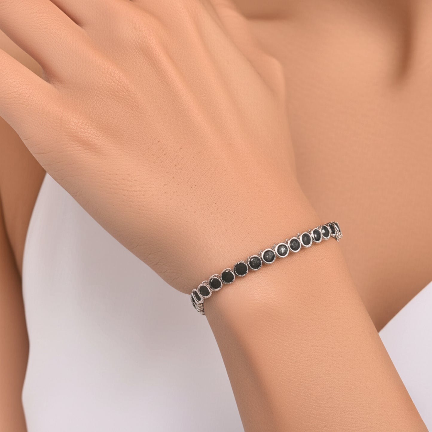 Black Onyx Bezel Set Tennis Bracelet