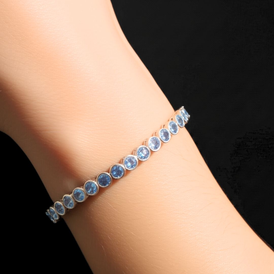 Swiss Blue Topaz Bezel Set Tennis Bracelet