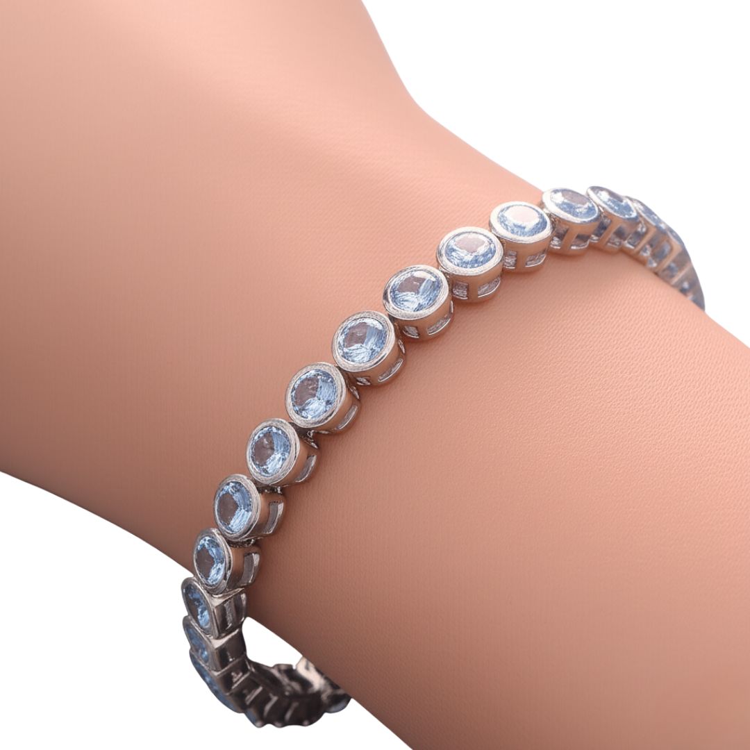Blue Topaz Bezel Set Tennis Bracelet