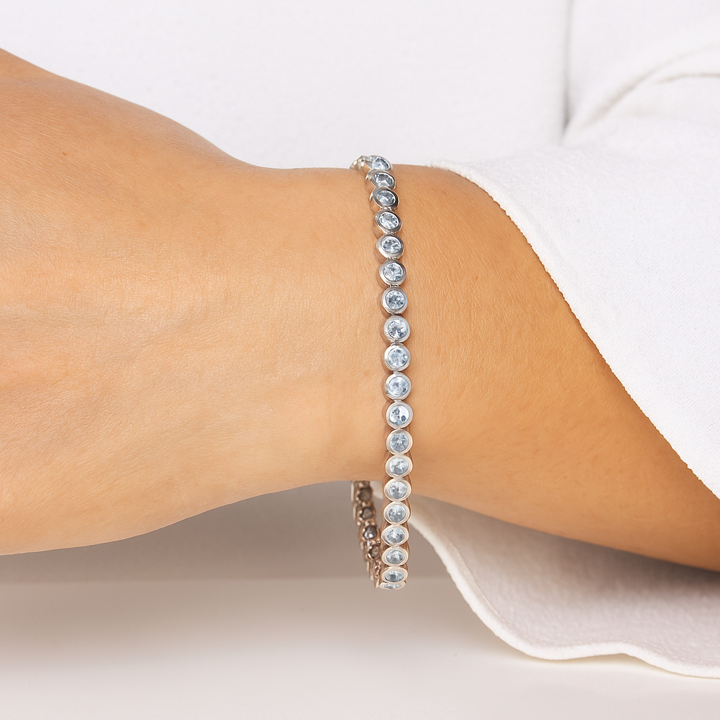 Blue Topaz Bezel Set Tennis Bracelet