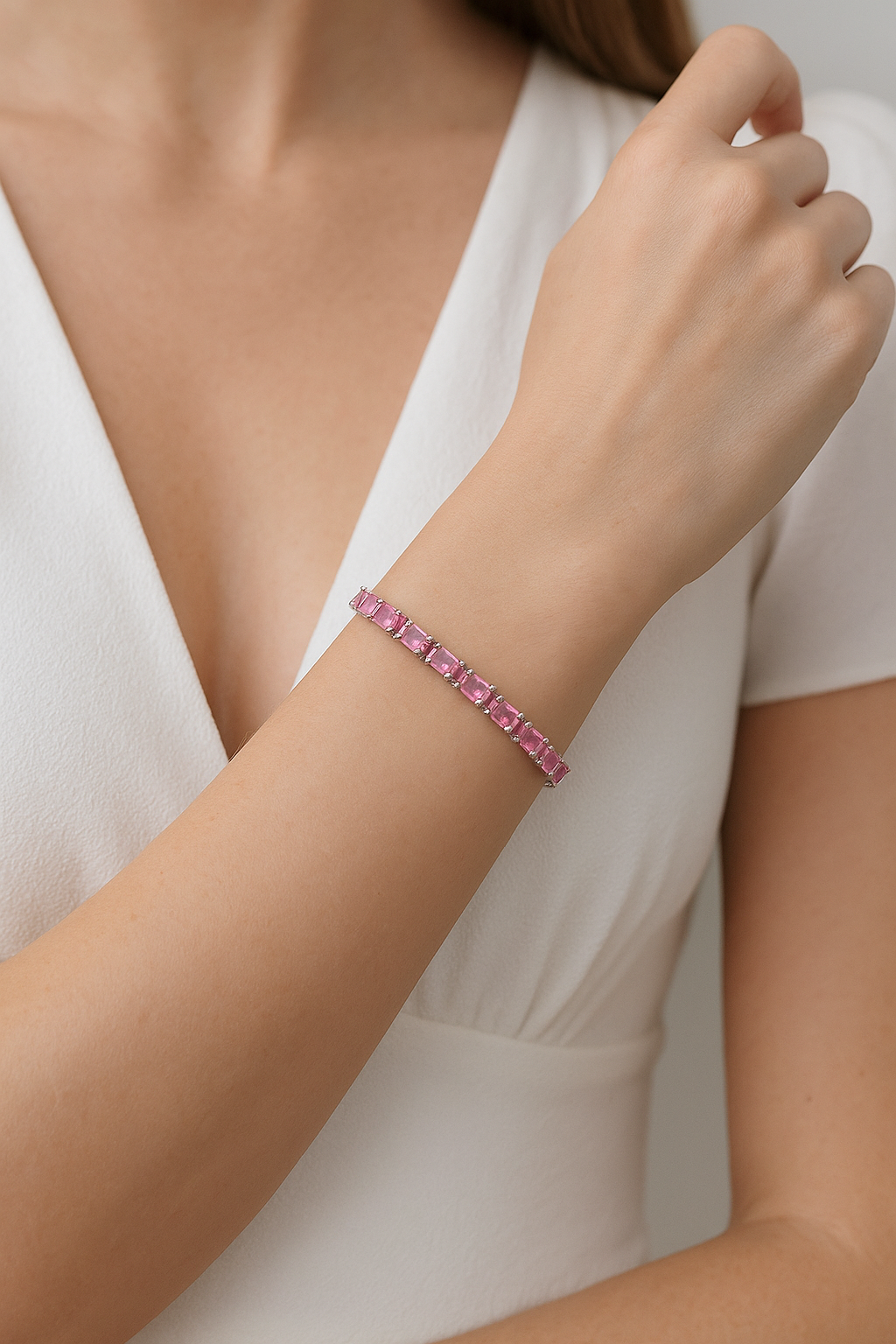 Octo Pink Topaz Tennis Bracelet
