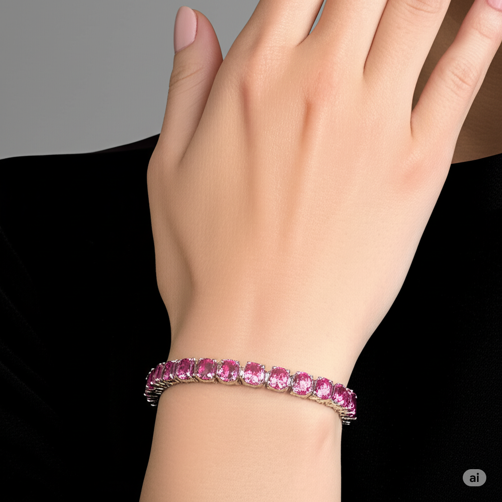 Pink Topaz Tennis Bracelet 5mm