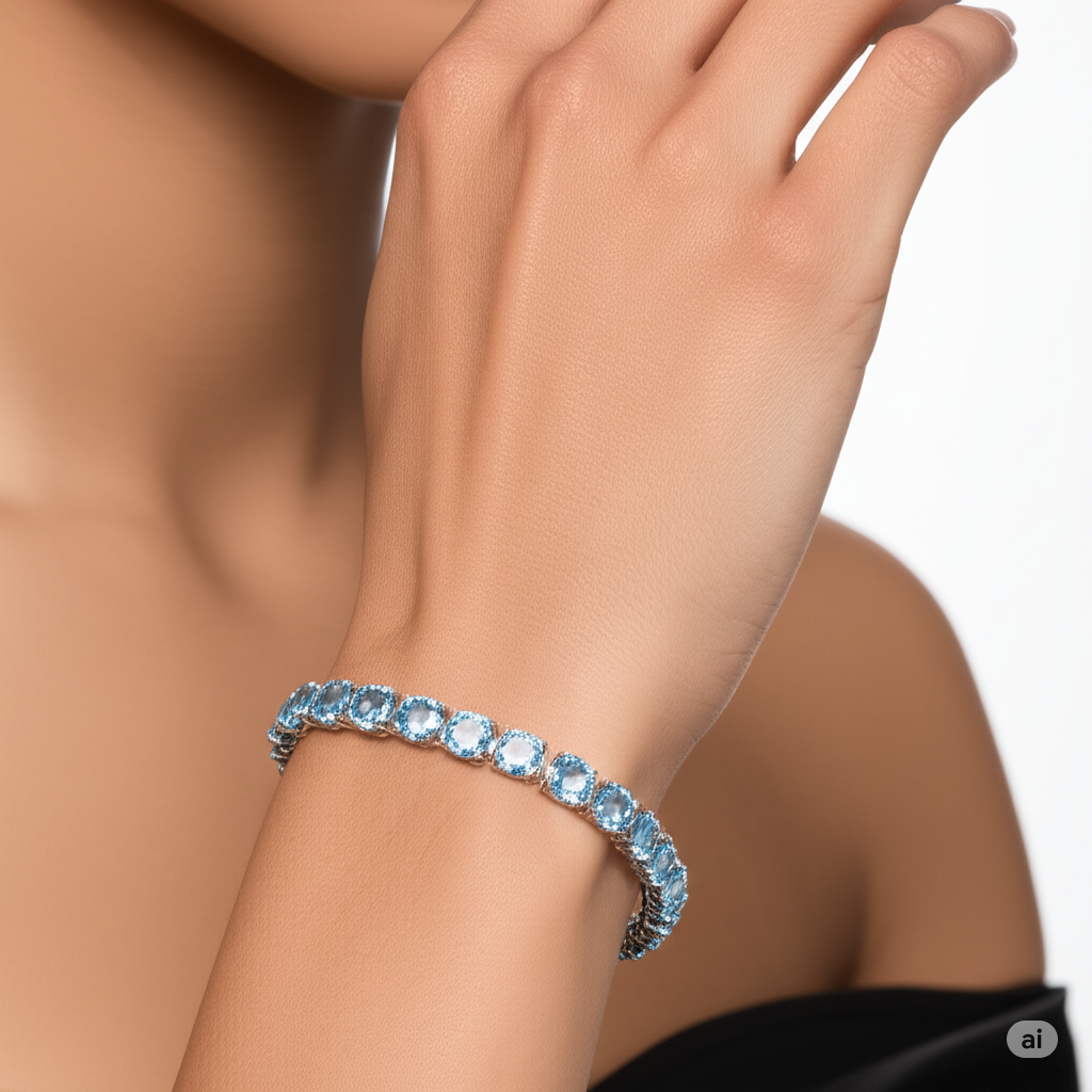Swiss Blue Topaz Tennis Bracelet 5mm