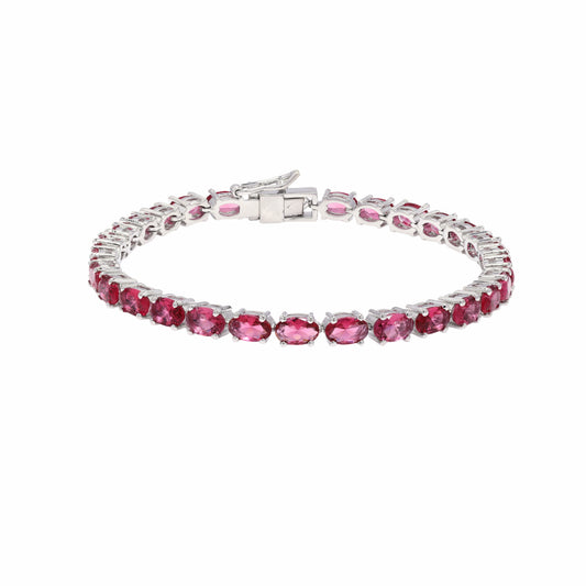 Oval Pink Topaz Tennis Bracelet