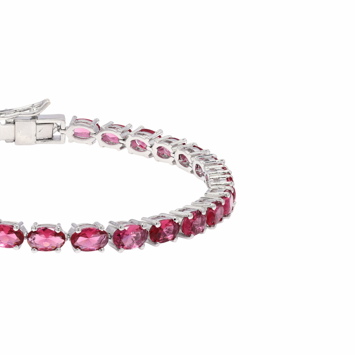 Oval Pink Topaz Tennis Bracelet