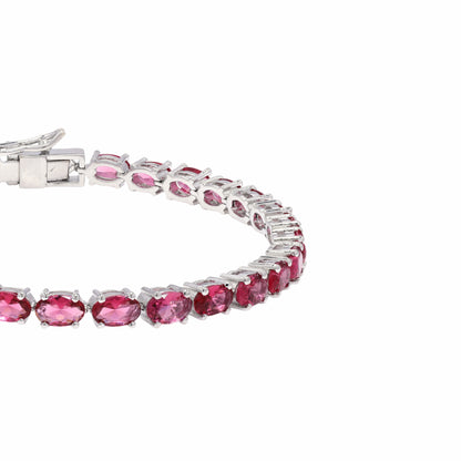 Oval Pink Topaz Tennis Bracelet