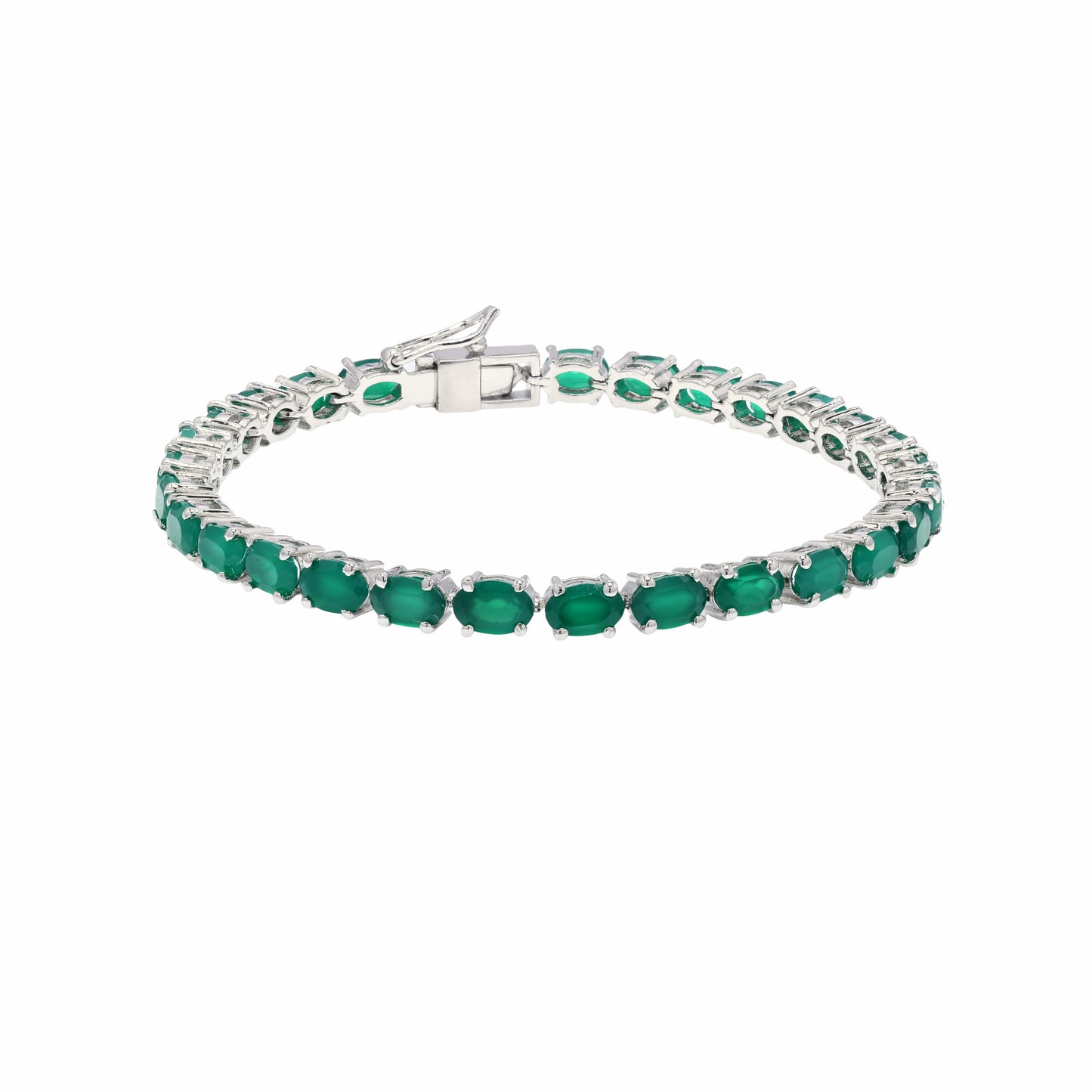 Oval Green Onyx Tennis Bracelet
