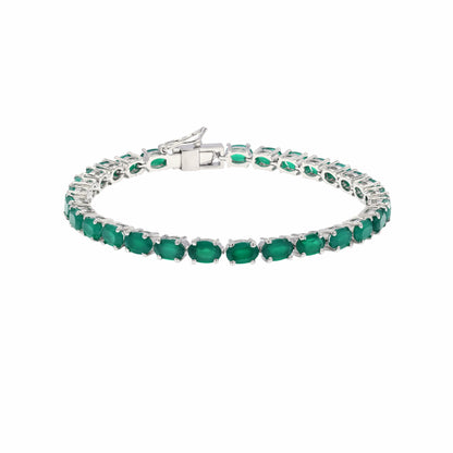 Oval Green Onyx Tennis Bracelet