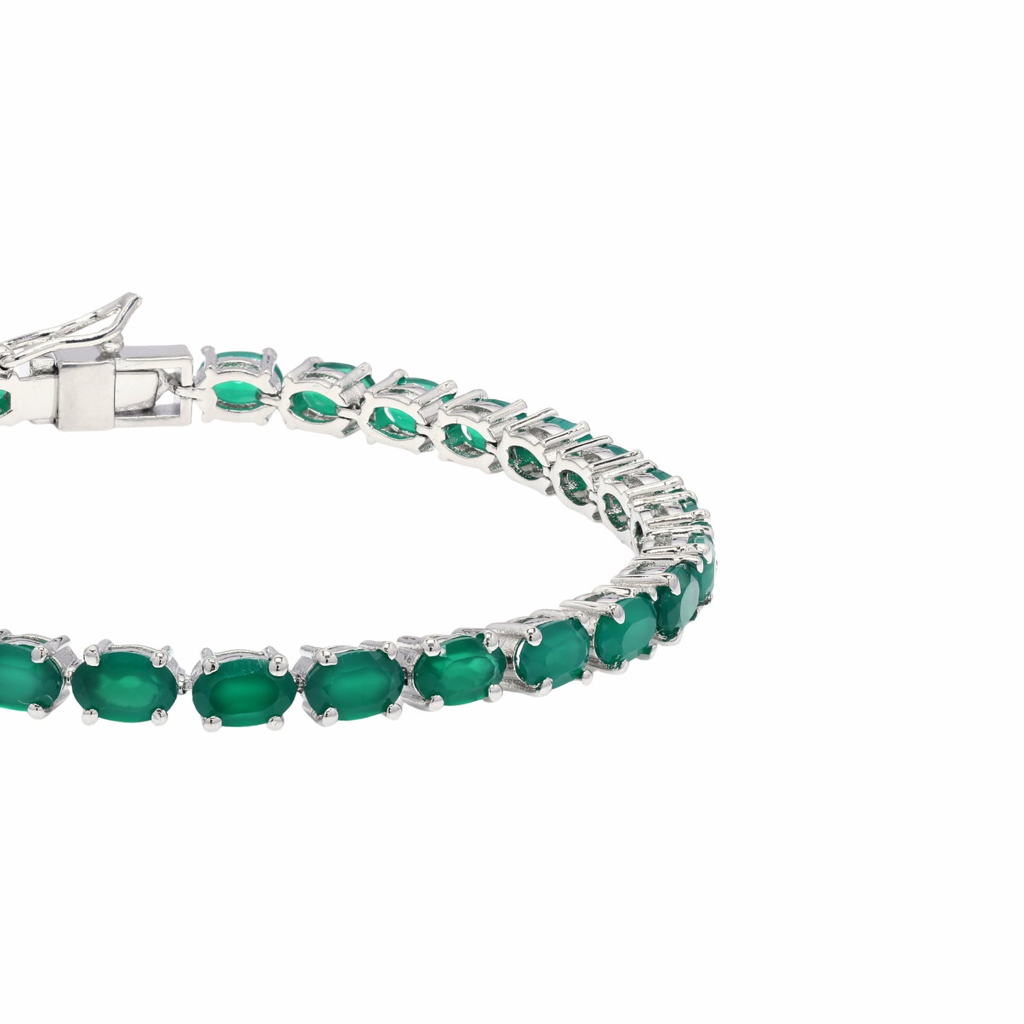 Oval Green Onyx Tennis Bracelet