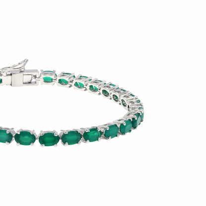 Oval Green Onyx Tennis Bracelet