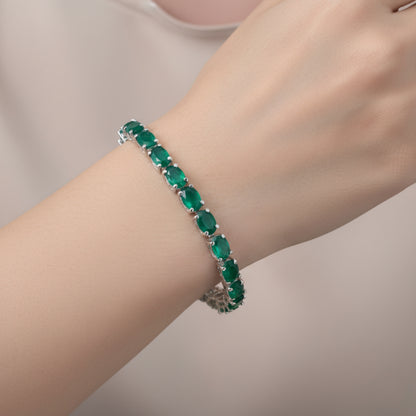 Oval Green Onyx Tennis Bracelet