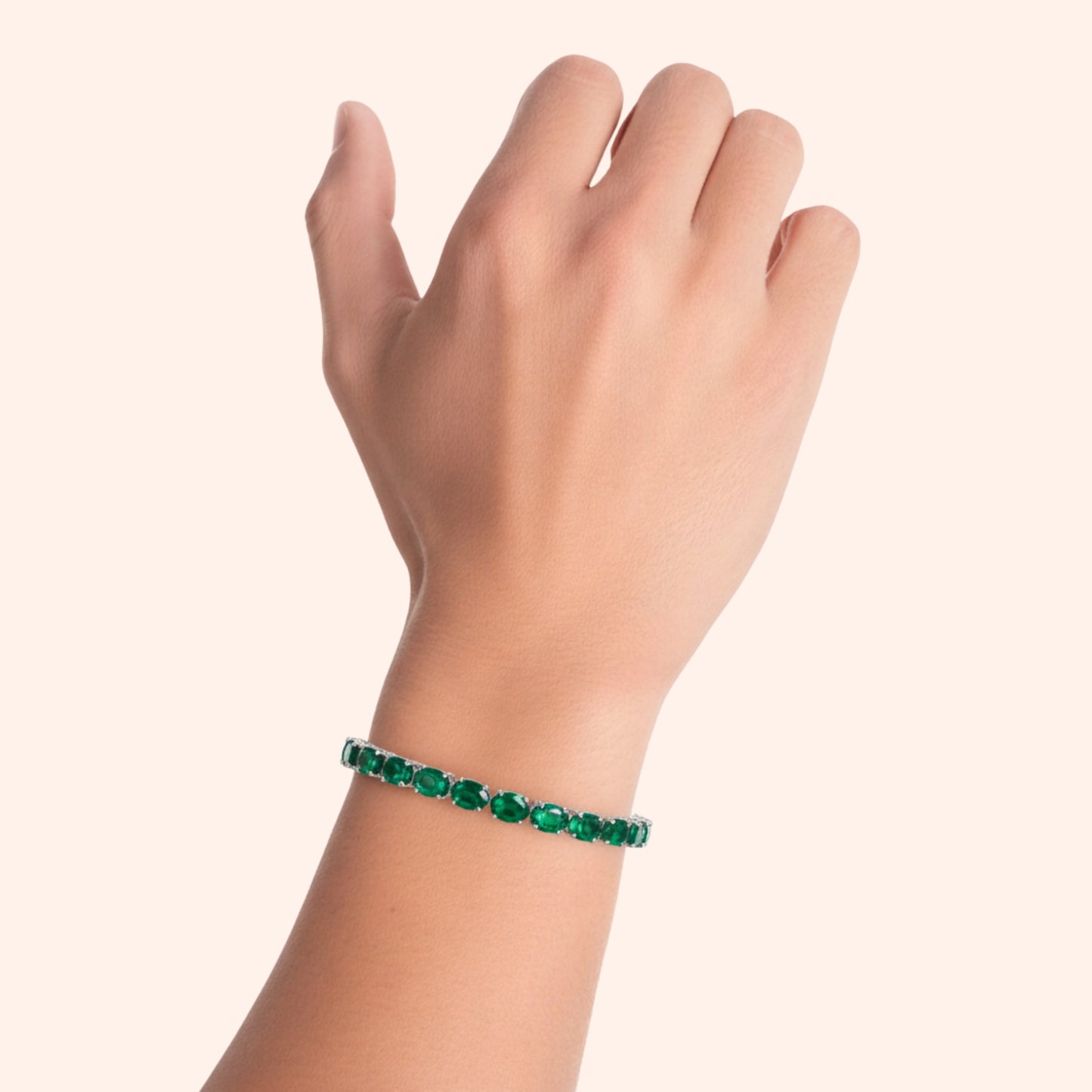 Oval Green Onyx Tennis Bracelet