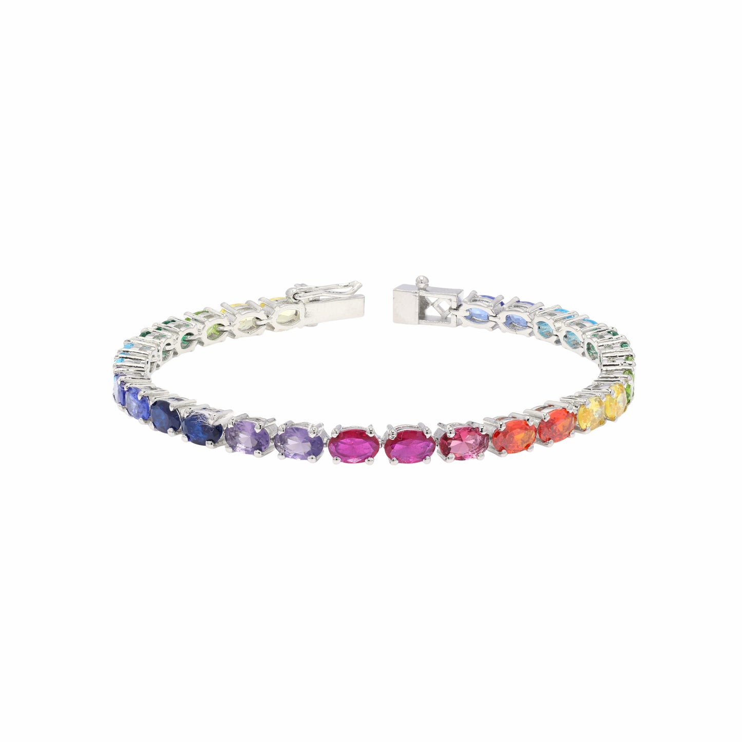 Oval Rainbow Tennis Bracelet
