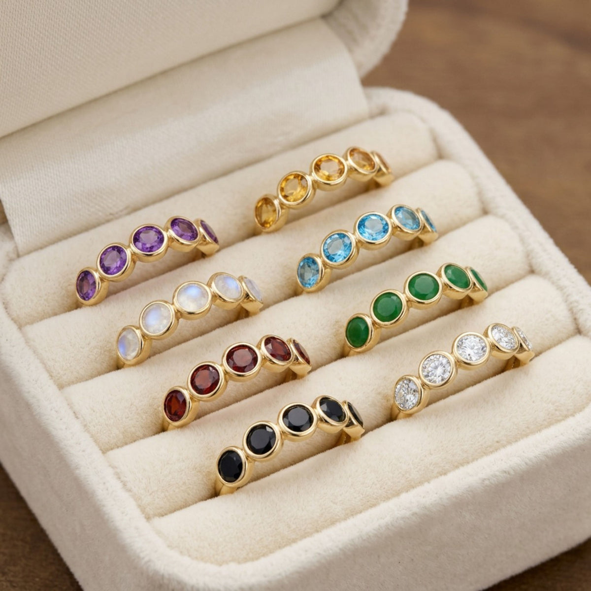4mm Bezel Set Half Eternity Band