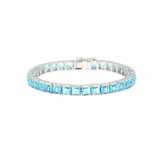 Swiss Blue Topaz Princess Tennis Bracelet