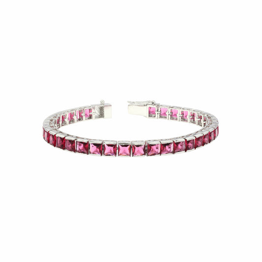 Pink Topaz Princess Tennis Bracelet
