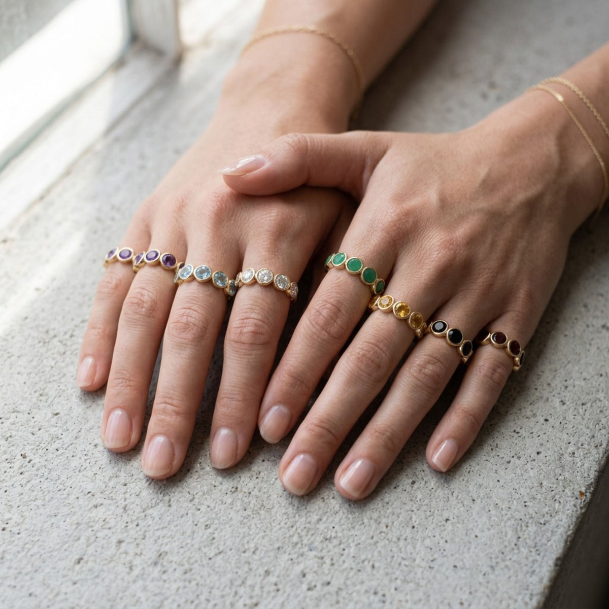 4mm Bezel Set Half Eternity Band