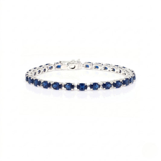 Oval Blue Sapphire Tennis Bracelet