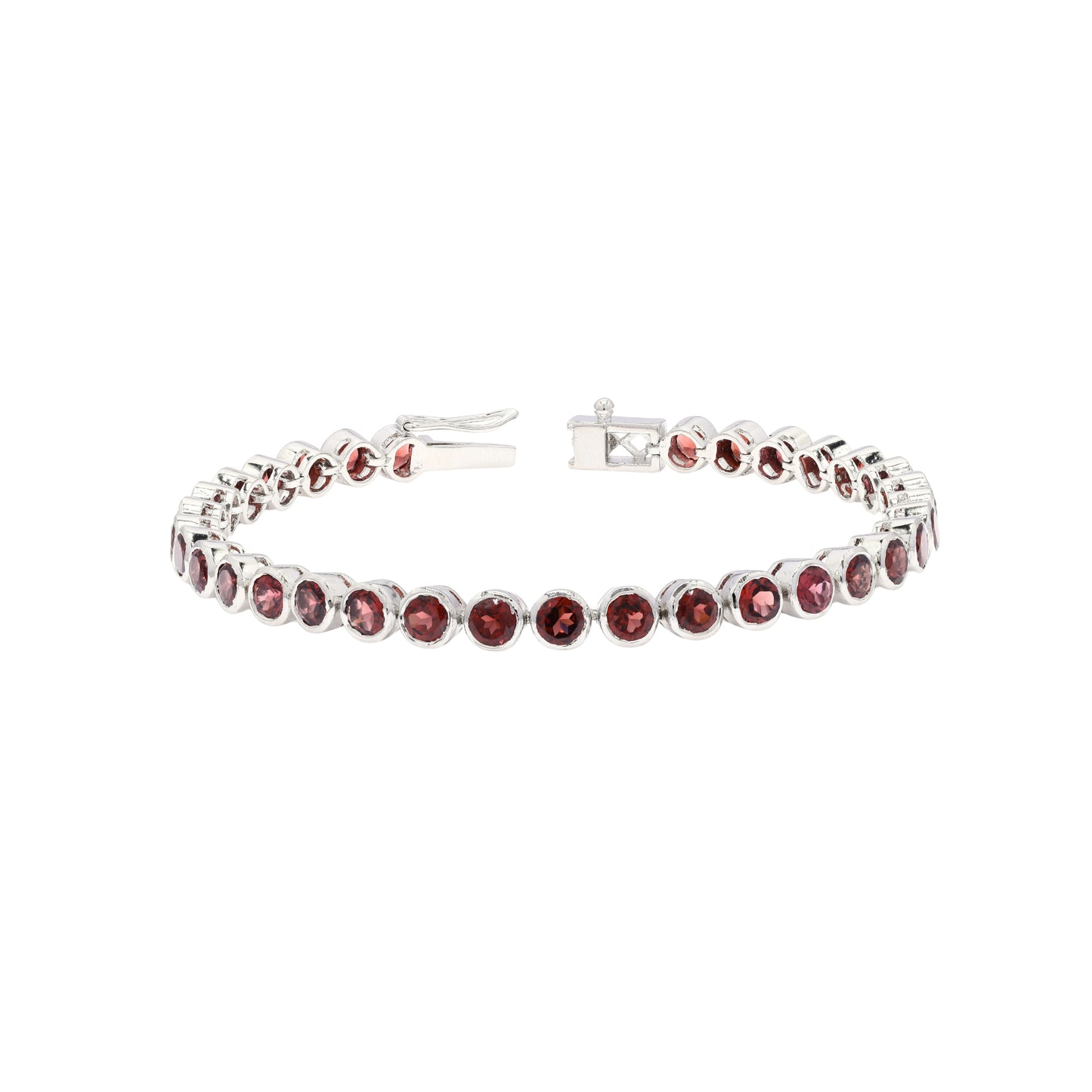 Garnet Bezel Set Tennis Bracelet