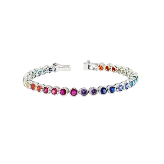 Rainbow Bezel Set Tennis Bracelet