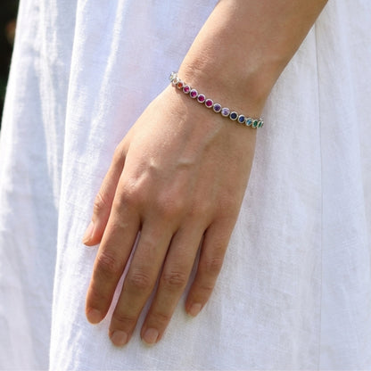 Rainbow Bezel Set Tennis Bracelet