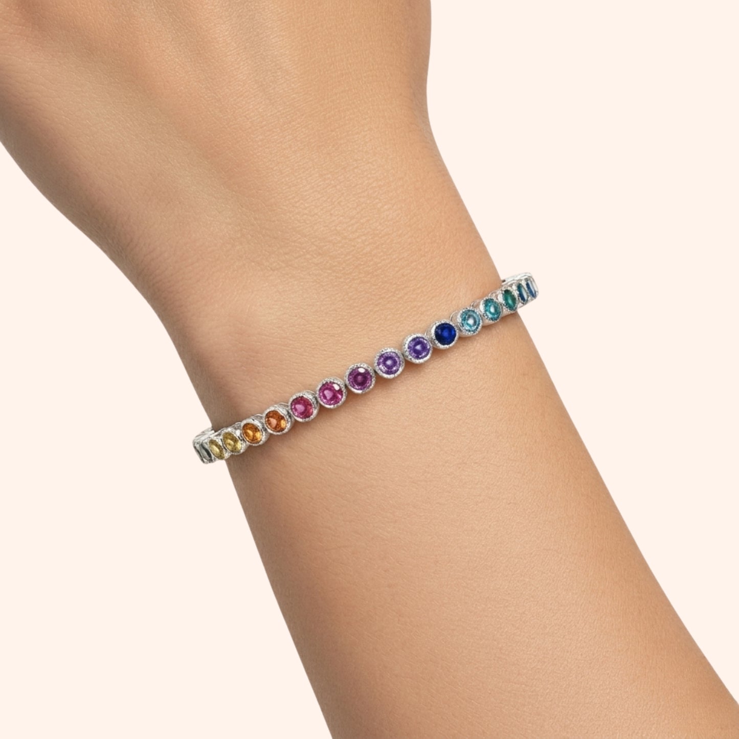 Rainbow Bezel Set Tennis Bracelet