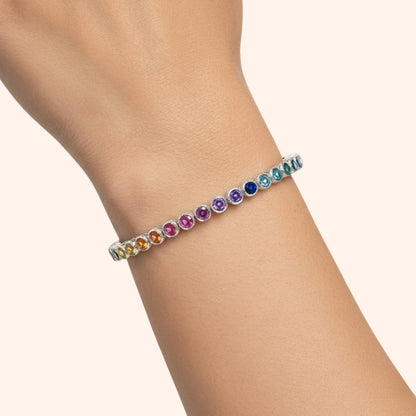 Rainbow Bezel Set Tennis Bracelet