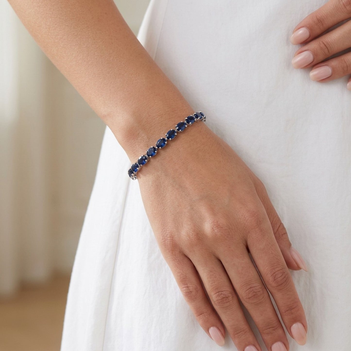 Oval Blue Sapphire Tennis Bracelet
