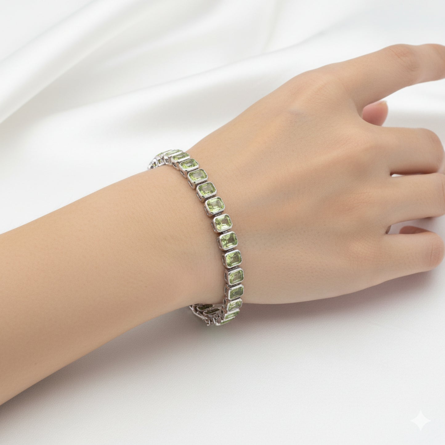 Peridot Octo Bezel Tennis Bracelet