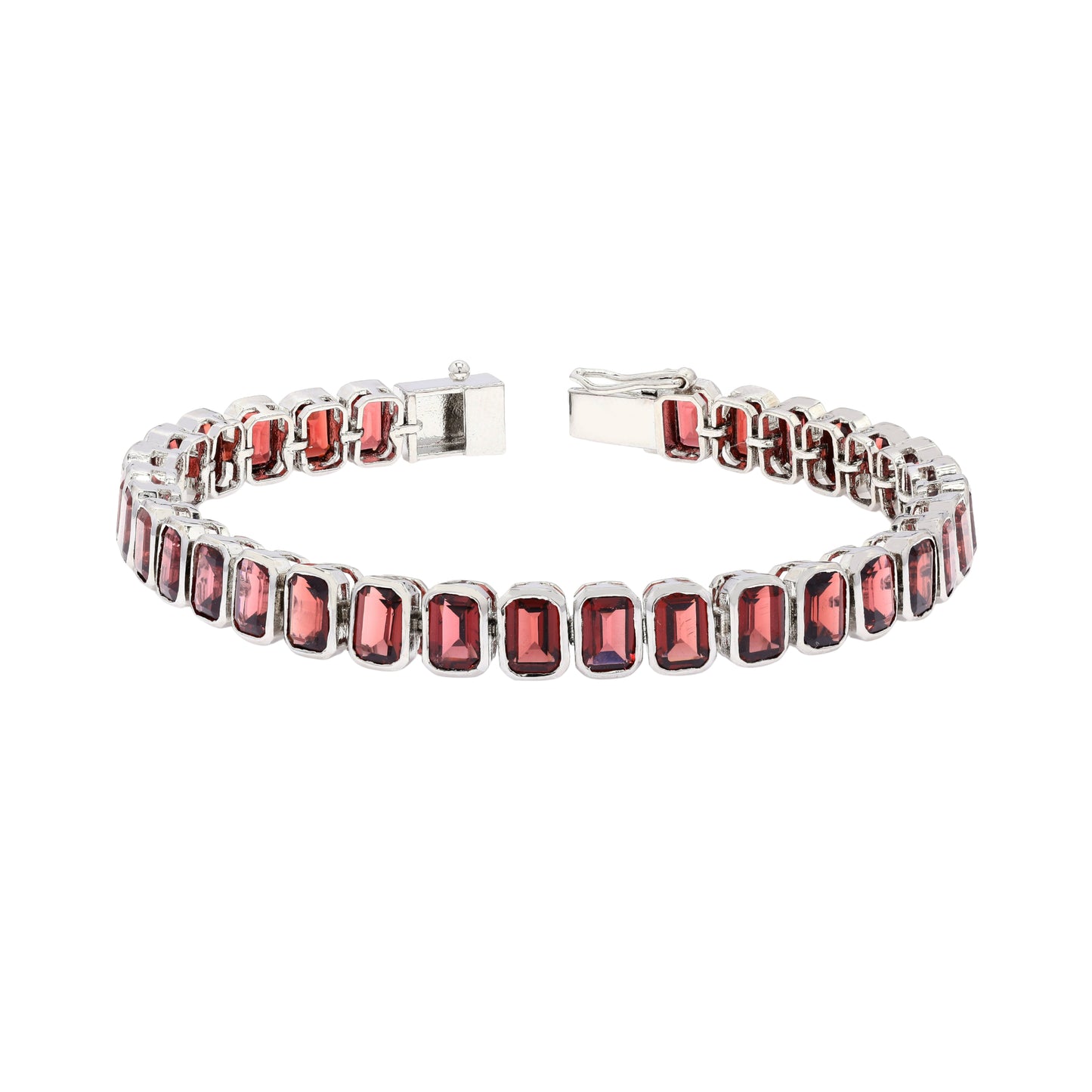 Garnet Octo Bezel Tennis Bracelet