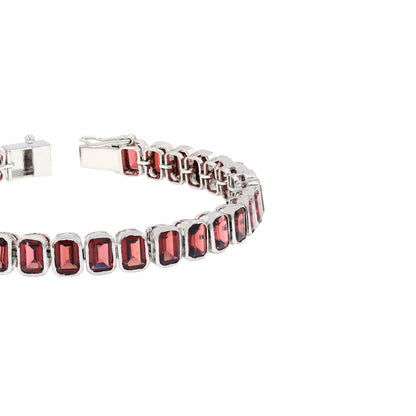 Garnet Octo Bezel Tennis Bracelet