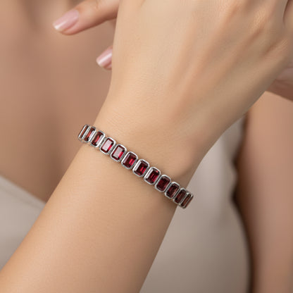 Garnet Octo Bezel Tennis Bracelet