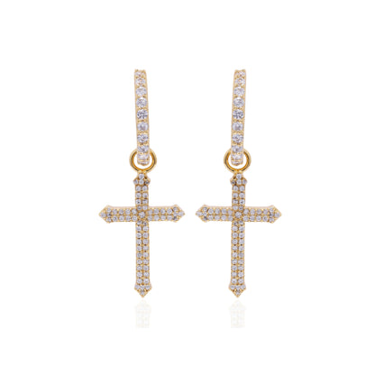 Cross Charm Hoops