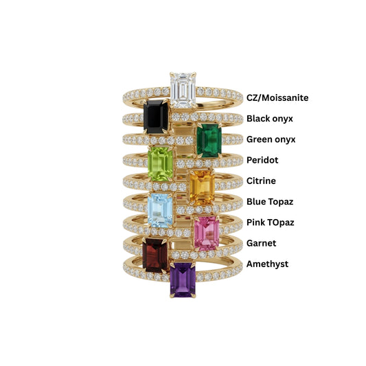 Emerald Cut Solitaire Pavé Ring