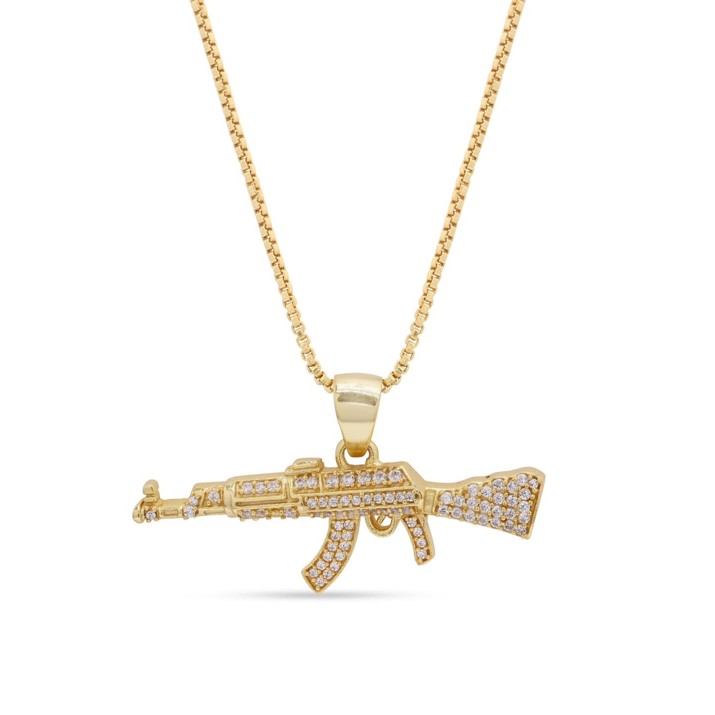 Ak47 Iced Out Pendant Gold