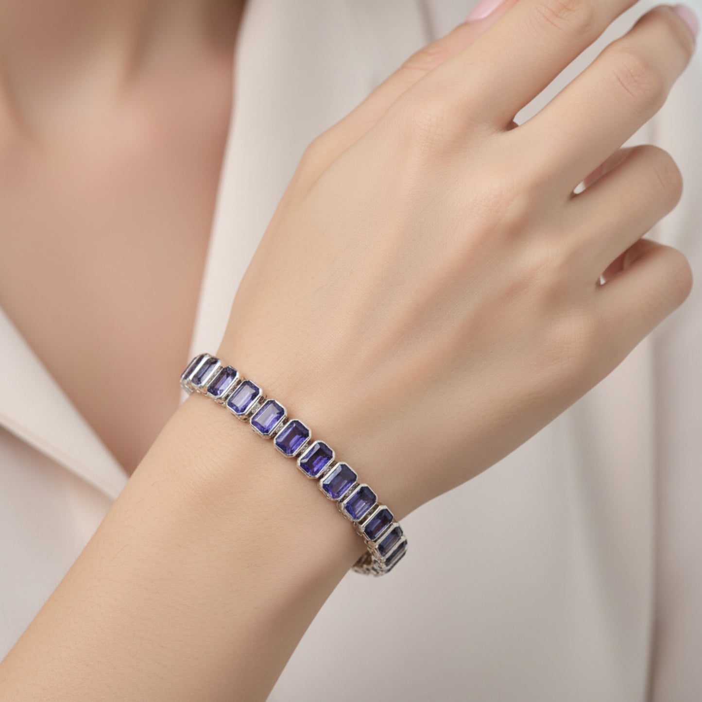 Amethyst Octo Bezel Tennis Bracelet