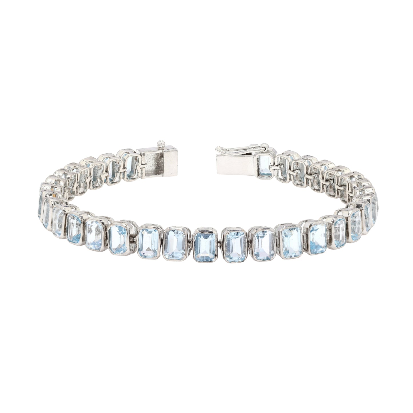 Blue Topaz Octo Bezel Tennis Bracelet